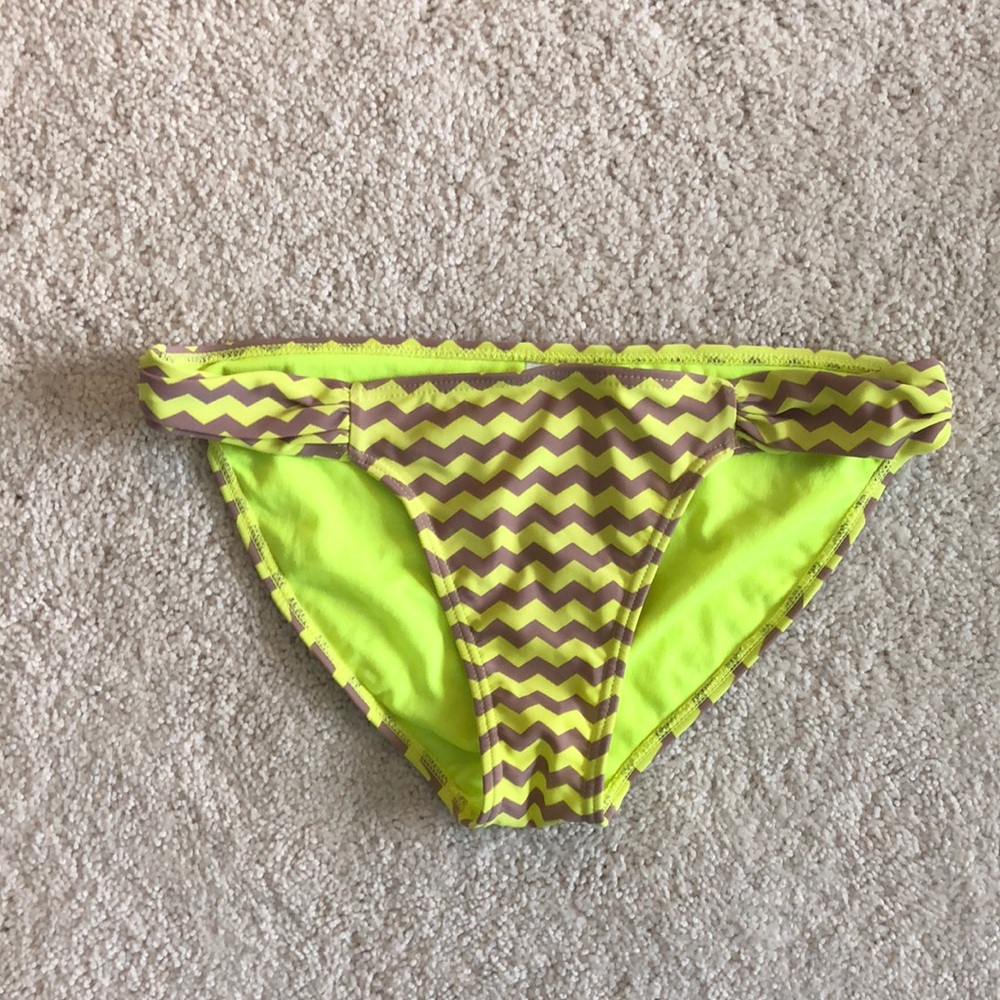 Neon chevron bathing suit bottoms
